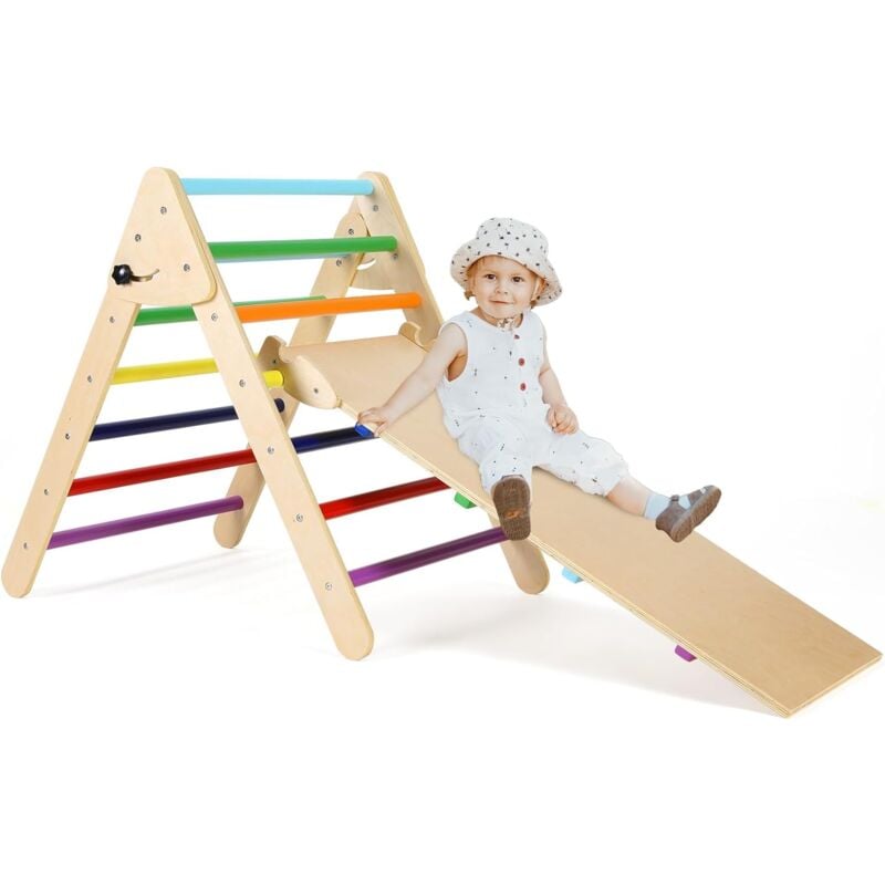 TLGREEN Toboggan Cadre d'escalade pour Enfants, échelle d'escalade et Arche d'escalade en Bois pour Enfants, Arche Escalade et Toboggan pour Enfant