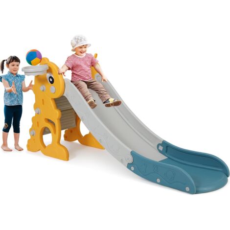 Toboggan Balançoire Enfant 4 En 1 - Avec Panier Basket & Échelle - Intérieur/Extérieur 60kg