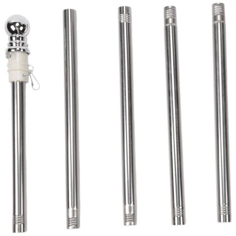 Tlily – Mât de drapeau en acier inoxydable 183,5 cm – Assemblé en 5 parties – Résistant aux intempéries – Pour drapeaux extérieurs
