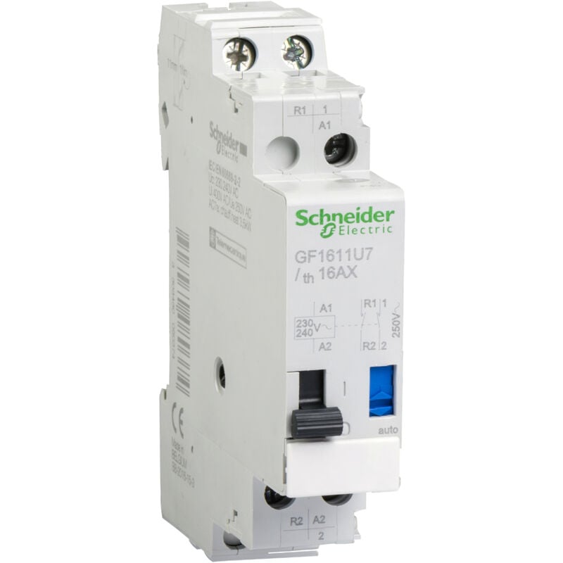 Schneider Electric - TeSys GF16 - télérupteur - bobine 230..240V 50/60Hz - 1O+1F 16A (GF1611U7)