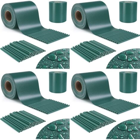 TLSUNNY Bandes Brise-Vue en PVC pour cl么ture - 140 m x 19 cm - avec 120 Clips de Fixation - Opaque - Coupe-Vent - Anti-UV - 450 g/m虏 - Vert