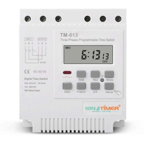 TM-163 Programmable Time Relay 380V/50-60Hz 16A Weekly Relay Power Timer Switch 3 Phase Timer Switch Smart Digital Clock MUMU