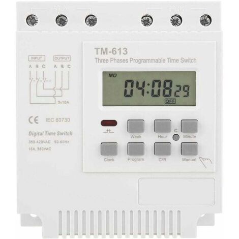 TM-163 Temporizzatore Programmabile 380V/50-60Hz 16A Temporizzatore Relè Settimanale Temporizzatore Trifase Orologio Digitale Intelligente