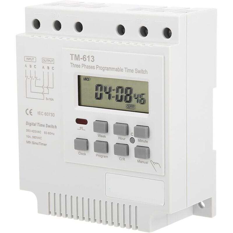 TM-163 triphasé 380V / 50-60Hz 16A commutateur de minuterie de Puissance de contrôle programmable hebdomadaire numérique Intelligent