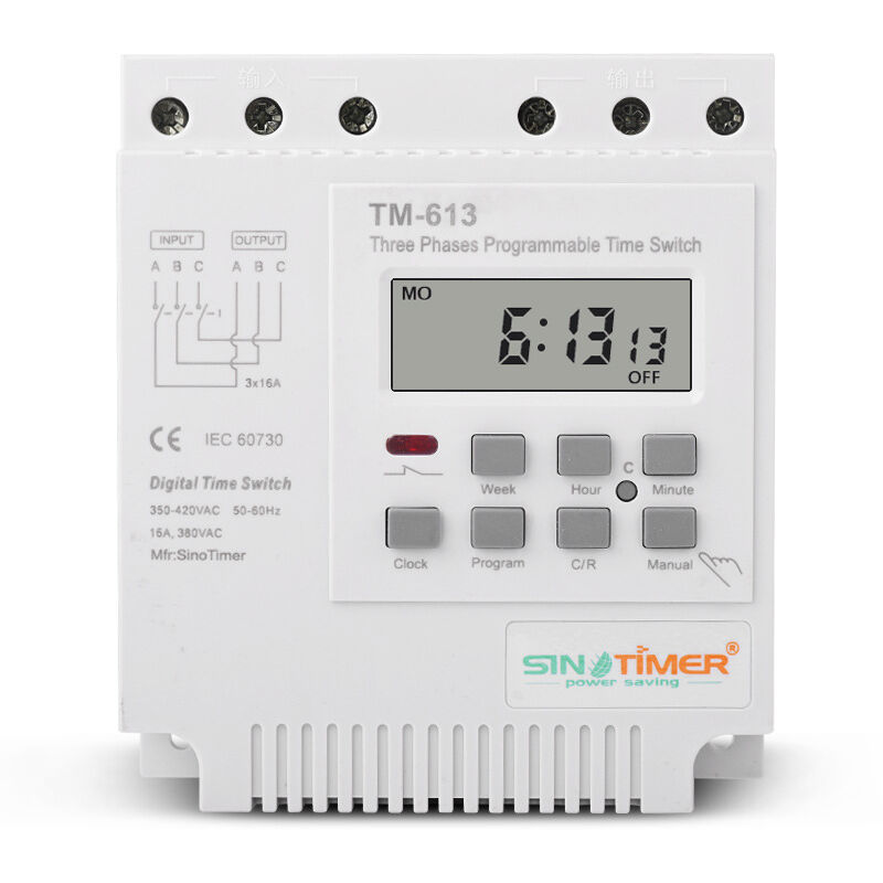 TM-613 Relais Temporisé Programmable 380V / 50-60Hz 16A Relais Hebdomadaire Commutateur de Minuterie de Puissance Interrupteur de Minuterie Triphasé