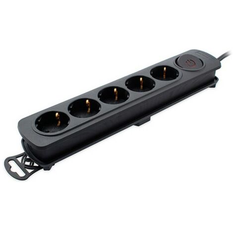 TM Electron TMUAD205BK - Base múltiple de 5 tomas con interruptor, color negro