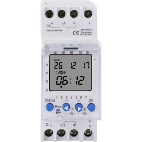 TM612 2-Kanal-Programmierbarer Timer, 230 V, 16 A, Wochenprogrammierung, DIN-Schienenmontage