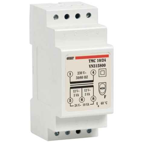 Tmc 10/24 trasformatore di sicurezza 10va per servizio continuo 230v/0-12-24vac vemer vn315800