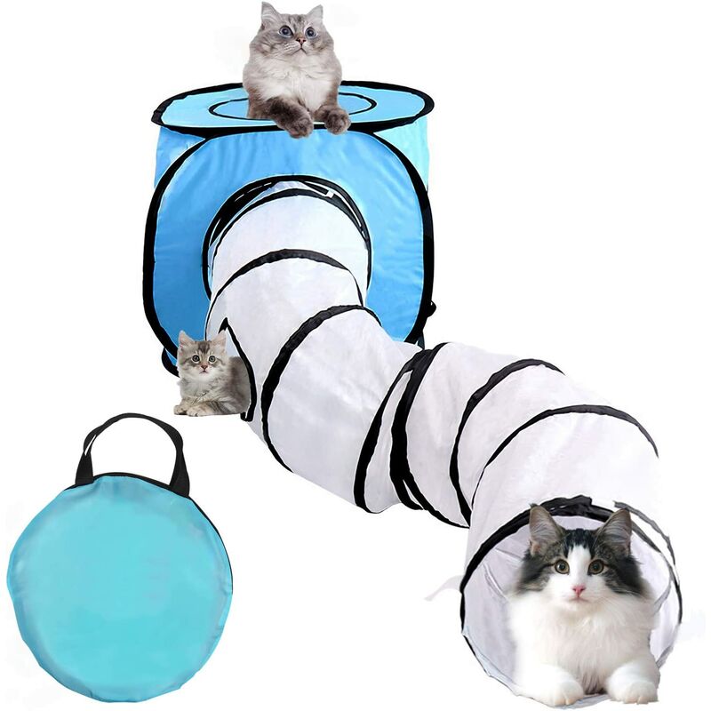 Túnel plegable para gatos, tienda para gatos y tubo para gatos con bolsa de almacenamiento para gatito, gato, cachorro, conejo