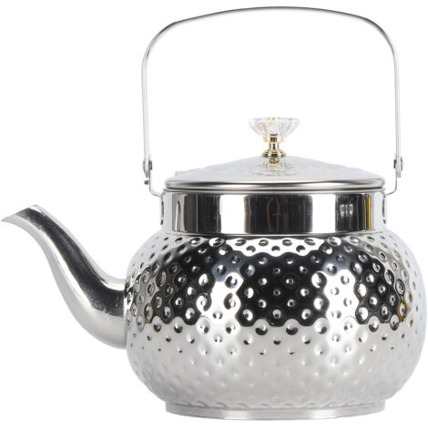 Tnfeeon Bouilloire à thé sur la Cuisinière, en Acier Inoxydable de qualité Alimentaire avec Infuseur, Théière en Métal à Chauffage Rapide pour la Maison et le Restaurant (Pointillé 1L).