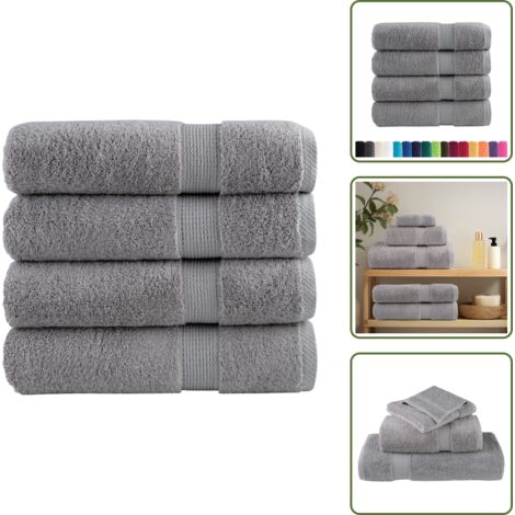 Toalla absorbente - vidaXL Toallas de mano SOLUND 4 uds gris 50x100 cm 600 gsm - Toalla para limpieza