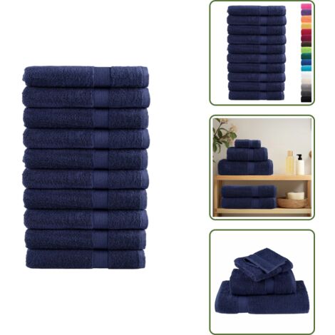 Toalla absorbente - vidaXL Toallas de sauna SOLUND 10 uds azul marino 80x200 cm 600 gsm - Toalla de baño