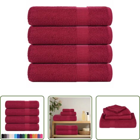 Toalla de algodón -  Toallas de baño FROGN 4 uds burdeos 100x150 cm 360 g/m²