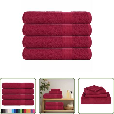 Toalla de algodón -  Toallas de sauna FROGN 4 uds burdeos 80x200 cm 360 g/m²