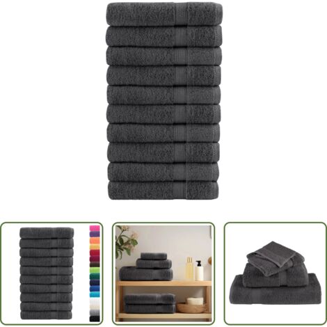 Toalla de algodón -  Toallas de sauna SOLUND 10 uds antracita 80x200 cm 600 gsm
