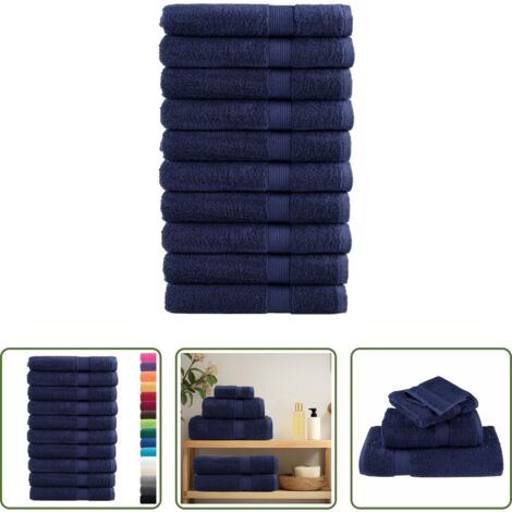 Toalla de algodón -  Toallas de sauna SOLUND 10 uds azul marino 80x200 cm 600 gsm