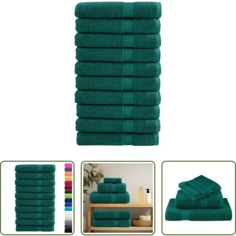 Toalla de algodón -  Toallas de sauna SOLUND 10 unidades verde 80x200 cm 600 gsm