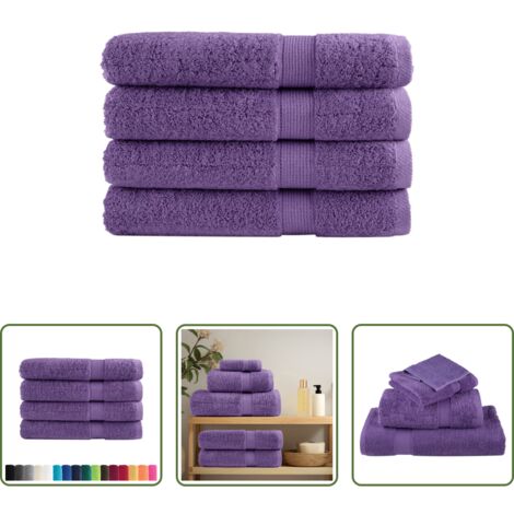 Toalla de algodón -  Toallas de sauna SOLUND 4 unidades morado 80x200 cm 600 gsm