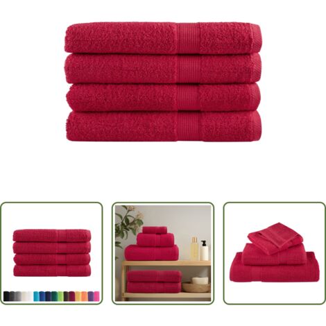 Toalla de algodón -  Toallas de sauna SOLUND 4 unidades rojo 80x200 cm 600 gsm
