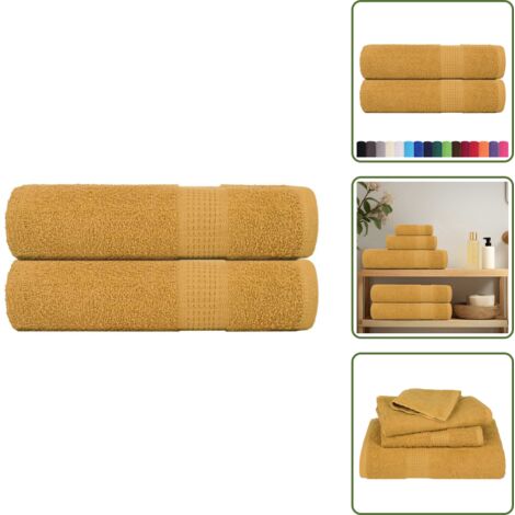 Toalla de baño absorbente - vidaXL Toallas de baño FROGN 2 uds oro 100x150 cm 360 g/m² - Toalla de baño lavable