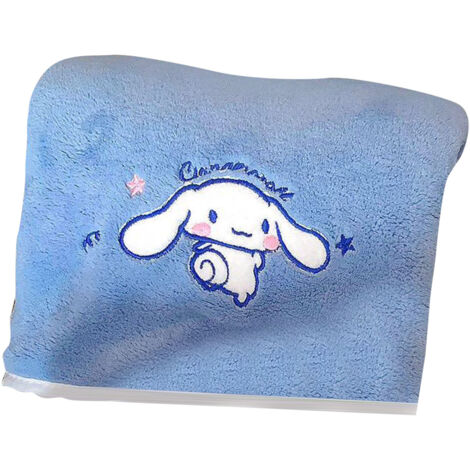 Toalla de baño de terciopelo coral con estampado de perro de dibujos animados, absorbente, de secado rápido, suave, 140 x 70 cm, azul.
