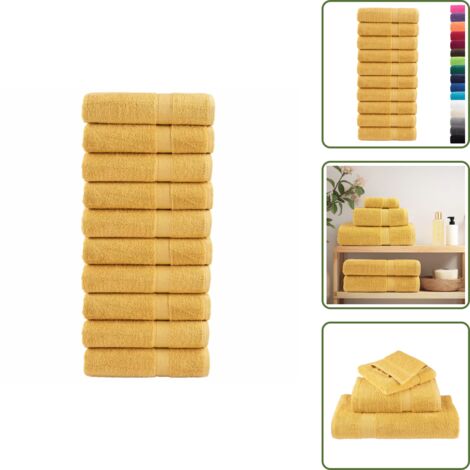 Toalla de baño dorada - vidaXL Toallas de baño SOLUND 10 uds dorado 100x150 cm 600 gsm - Toalla de baño absorbente