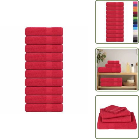 Toalla de baño roja - vidaXL Toallas de baño FROGN 10 uds rojo 100x150 cm 360 g/m² - Toalla de baño lavable