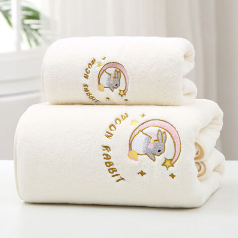 Toalla de baño suave y absorbente de vellón de coral – 70 x 140 cm, beige – 1 unidad
