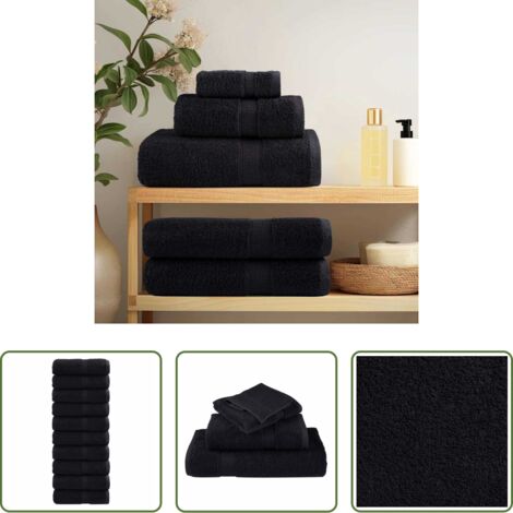 Toalla de baño -  Toalla de Invitado SOLUND 50 pcs Negro 30 x 30 cm 550 gsm
