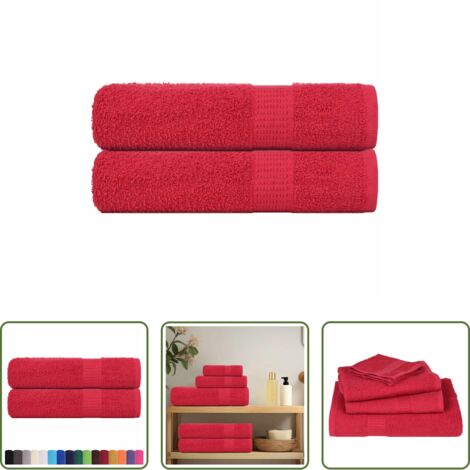 Toalla de baño -  Toallas de mano FROGN 2 uds rojo 50x100 cm 360 g/m²