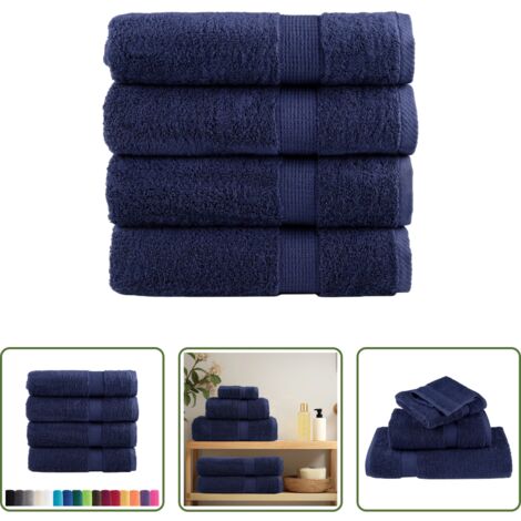 Toalla de baño -  Toallas de mano SOLUND 4 uds azul marino 50x100 cm 600 gsm