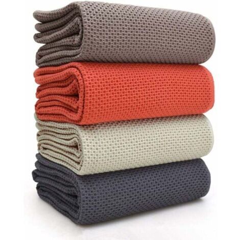 Toalla de cocina con tejido de gofre, ideal para la cocina, ideal para limpiar el hogar, 33 x 71 cm, paquete de 4, colores variados.