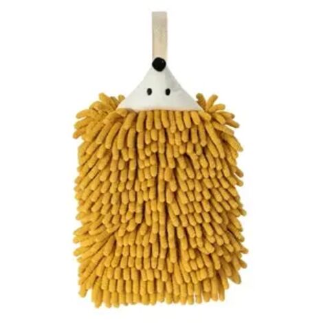 Toalla de cocina, toalla de baño con lazo para colgar, toalla de microfibra suave y absorbente, de secado rápido, amarilla