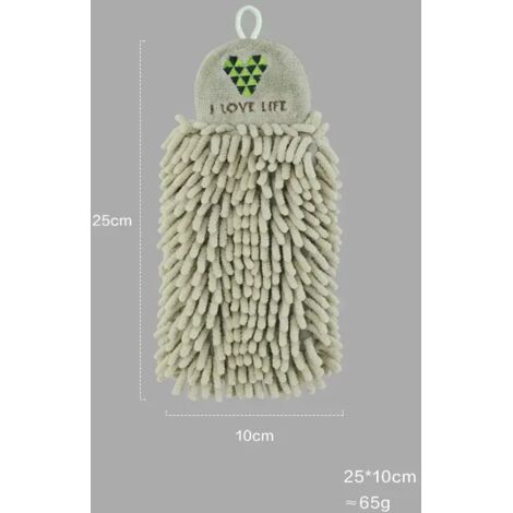 Toalla de hogar suave, súper absorbente, paño de limpieza ecológico con lazo para colgar, accesorio de cocina y baño, verde