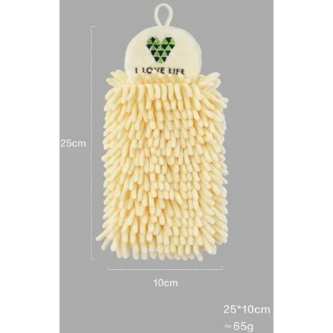 Toalla de hogar suave, súper absorbente y ecológica, con lazo para colgar, color amarillo, ideal para cocina y baño.