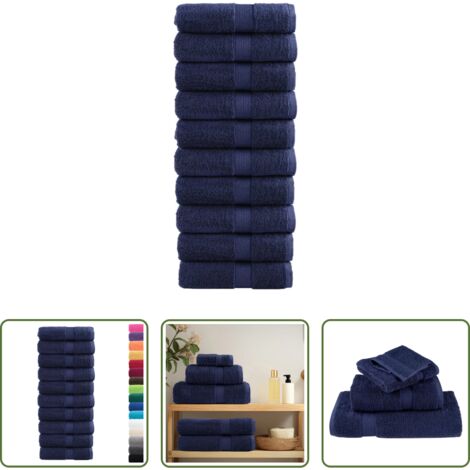 Toalla de mano -  Toallas de mano premium SOLUND 10 uds azul marino 30x30 cm 600 g/m²