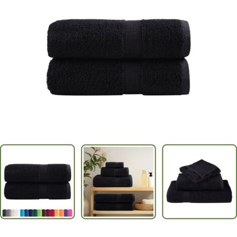Toalla de mano -  Toallas de mano premium SOLUND, 2 unidades, color negro, 30 x 30 cm, 600 g/m²