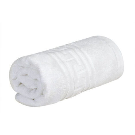 Toalla de manos blanca muy absorbente de 100 x 50 cm en tejido de algodón STELLA