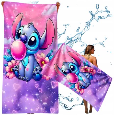 Toalla de playa de microfibra Lilo y Stitch 3D 150x75 cm