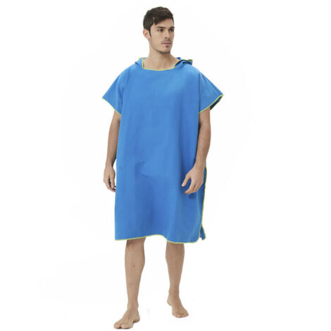 Toalla de playa de microfibra suave con capucha para adultos, de secado rápido, para surfear (azul)