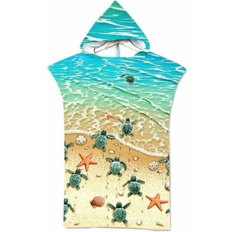 Toalla de playa tipo poncho para adultos, color azul, talla XU, resistente a la arena, de secado rápido, 75 cm x 110 cm - KZQ