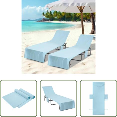 Toalla de playa -  Toallas de Reposera 2 pcs Azul 210 x 75 cm