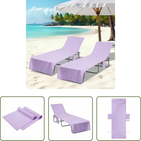 Toalla de playa -  Toallas de Reposera 2 pcs Morado 210 x 75 cm