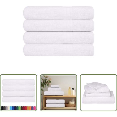 Toalla de playa -  Toallas FROGN 4 uds blanco 100x200 cm 360 g/m²