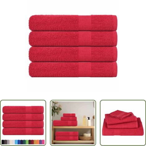 Toalla de playa -  Toallas FROGN 4 uds rojo 100x200 cm 360 g/m²