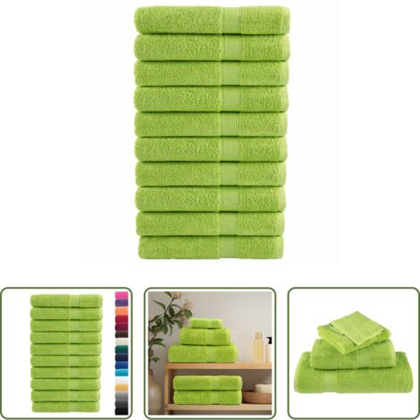 Toalla de playa -  Toallas premium SOLUND 10 uds verde manzana 100x200 cm 600 gsm
