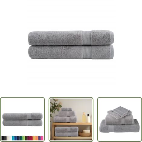 Toalla de playa -  Toallas premium SOLUND 2 uds gris 100x200 cm 600 gsm