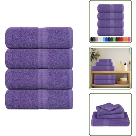 Toalla facial - vidaXL Toallas de invitados FROGN 4 uds morado 30x50 cm 360 g/m² - Toalla de entrenamiento