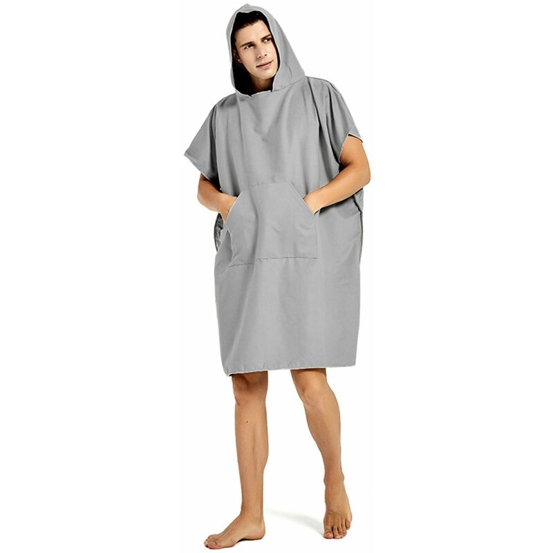 

Toalla para cambiarse el traje de neopreno, con bolsillo en la capucha, Toalla de microfibra con capucha de secado rapido para mujeres y hombres,Gris