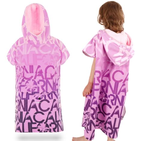 Toalla poncho infantil con capucha de microfibra California Heather